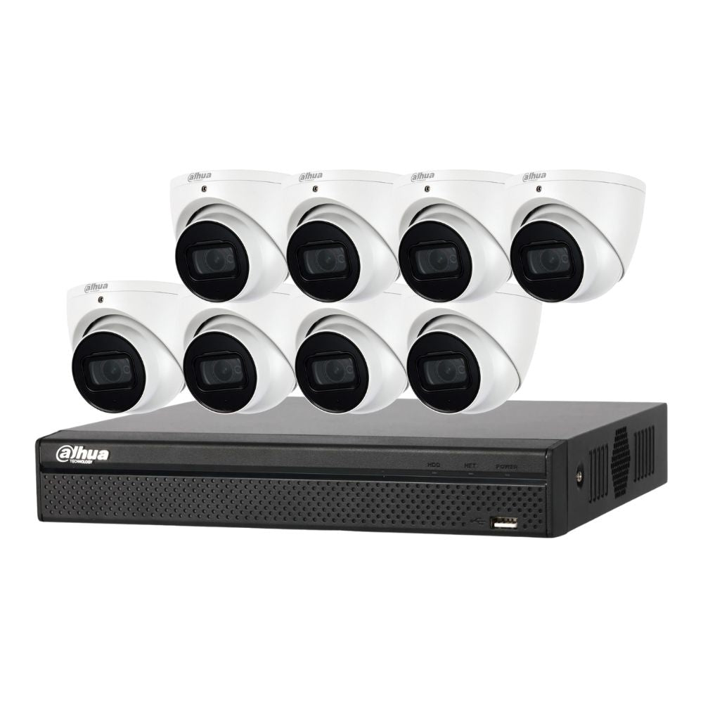 Dahua 3X66 Security System: 8CH 8MP Lite NVR, 8 x 6MP Turret Camera, Starlight, SMD 4.0, AI SSA