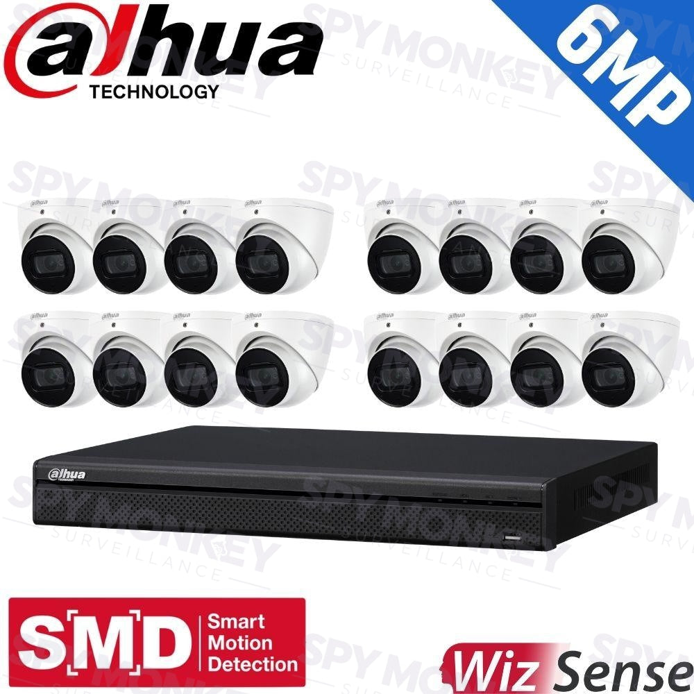 Dahua 16-Channel Security Kit: 8MP (Ultra HD) NVR, 16 X 6MP Fixed Turrets, WizSense + Starlight