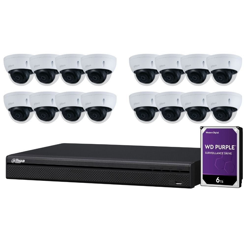 Dahua 16-Channel Security Kit: 8MP (Ultra HD) NVR, 16 x 8MP Fixed Dome, Lite + Starlight