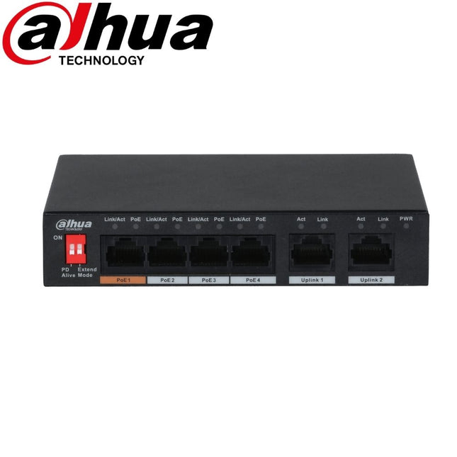 Dahua Ethernet Switch: 6-Port, Unmanaged, 4-Port PoE - DH-PFS3006-4ET-60