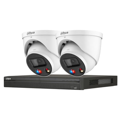 Dahua TIOC 2.0 Security System: 8CH 12MP Pro NVR, 2 x 8MP Turret Camera, Full-Colour, SMD 3.0