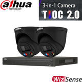 Dahua TIOC 2.0 Security System: 8CH 12MP Pro NVR, 2 x 8MP Turret Camera, Full-Colour, SMD 3.0, BLACK