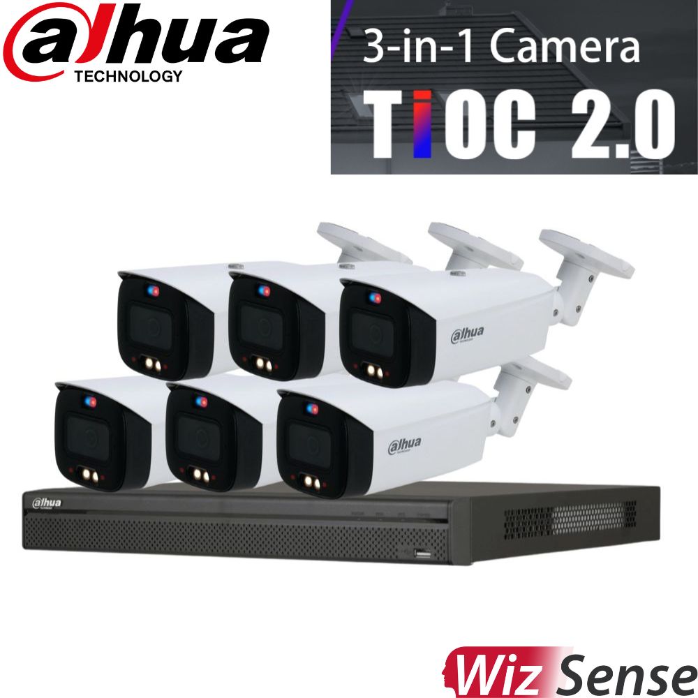 Dahua TIOC 2.0 Security System: 8CH 12MP Pro NVR, 6 x 5MP Bullet Camera, Full-Colour, SMD 3.0