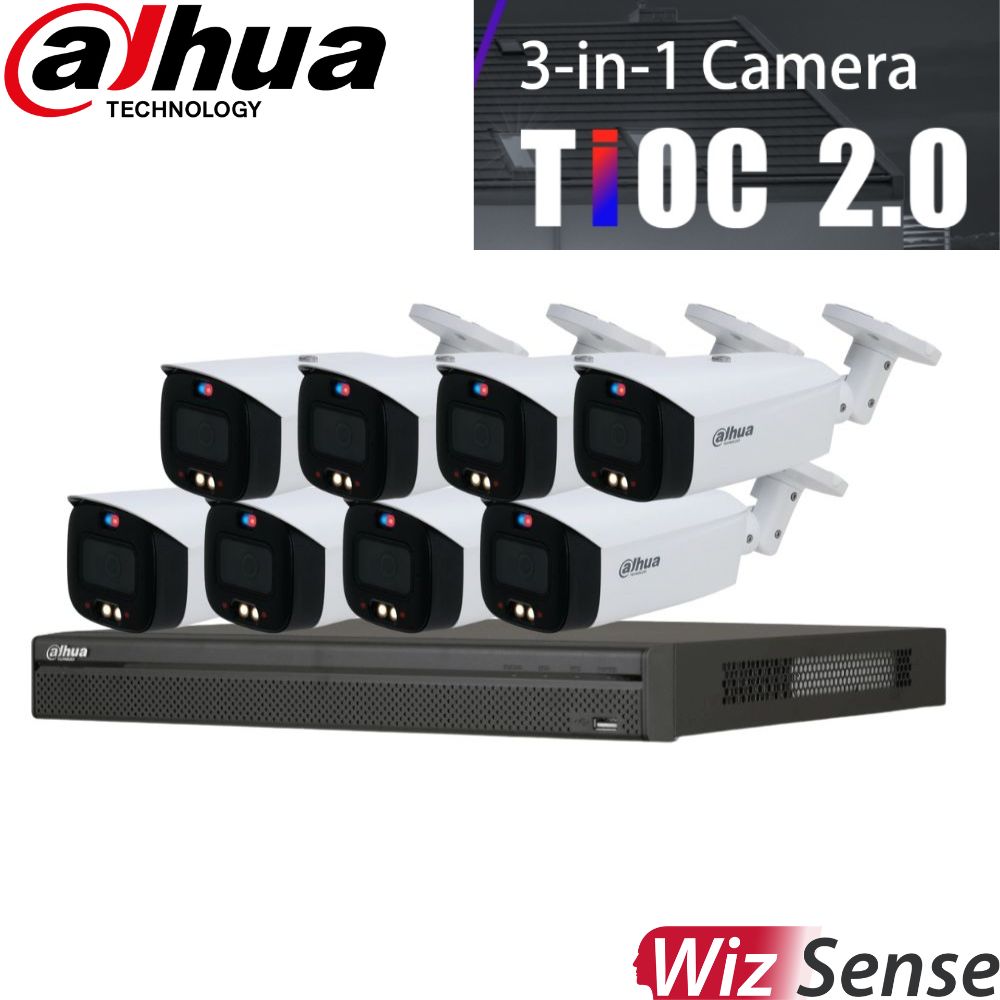 Dahua TIOC 2.0 Security System: 8CH 12MP Pro NVR, 8 x 5MP Bullet Camera, Full-Colour, SMD 3.0