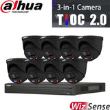 Dahua TIOC 2.0 Security System: 8CH 12MP Pro NVR, 8 x 8MP Turret Camera, Full-Colour, SMD 3.0, BLACK