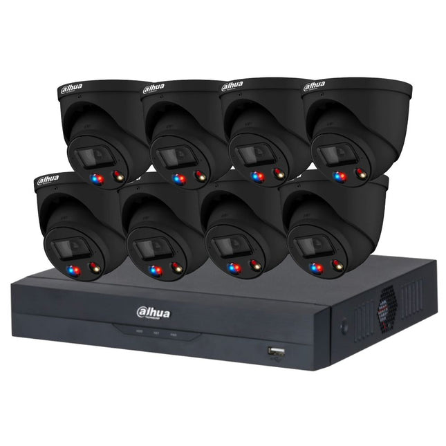 Dahua AI TiOC Security System: 8x 8MP TiOC 2.0 Black Turrets, 8CH 16MP WizSense NVR, SMD 4.0