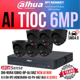 Dahua AI TiOC Security System: 6x 6MP TiOC 2.0 Black Turrets, 8CH 16MP WizSense NVR, SMD 4.0
