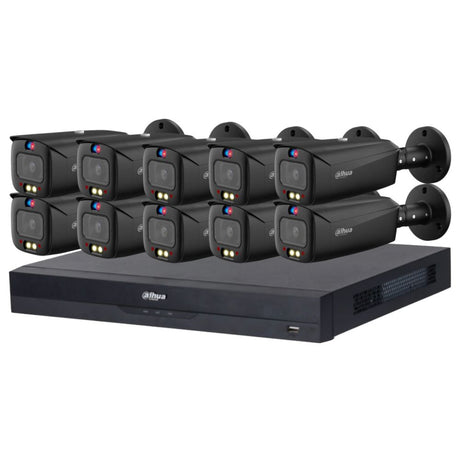 Dahua AI TiOC Security System: 10x 6MP TiOC 2.0 Black Bullets, 16CH 16MP WizSense NVR, SMD 4.0