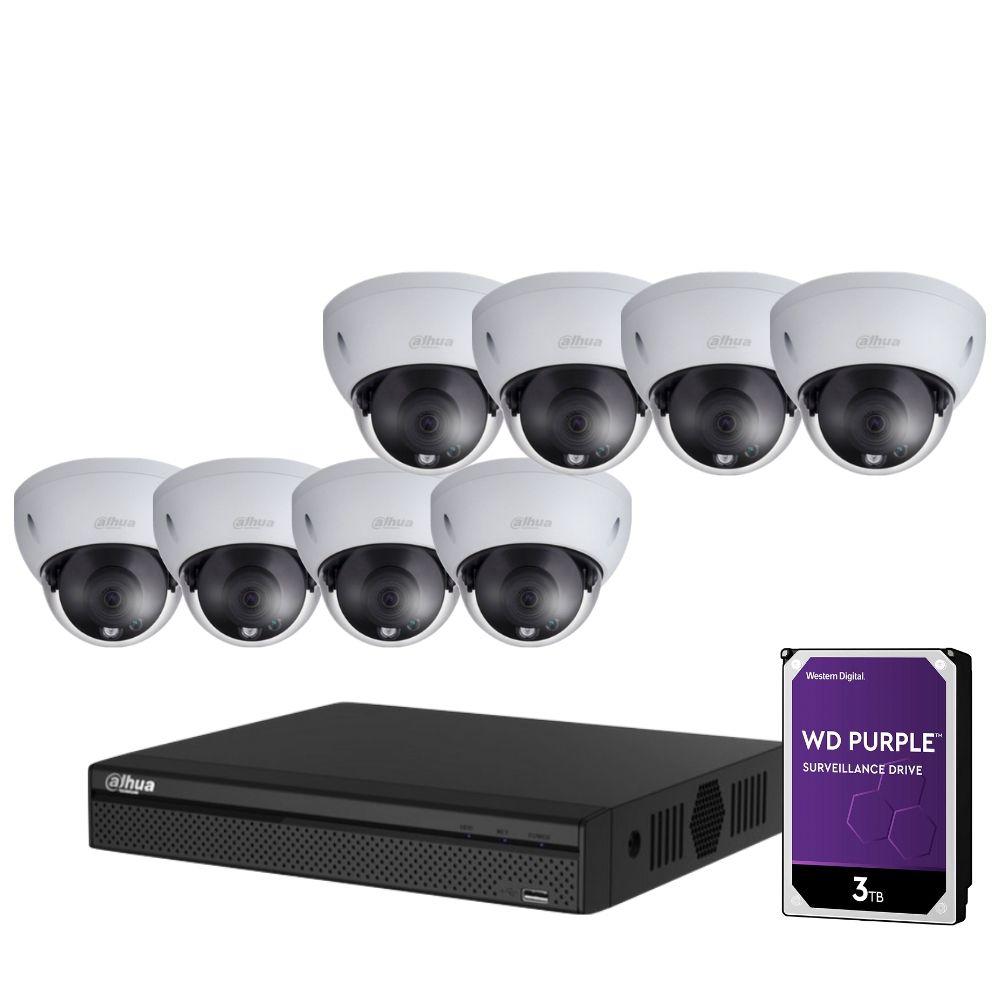 Dahua 16 Channel Security System: 8MP NVR, 8 x 8MP (4K) Dome Cameras, 3TB HDD