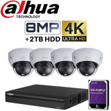 Dahua 4 Channel Security System: 8MP NVR, 4 x 8MP (4K) Dome Cameras, 2TB HDD