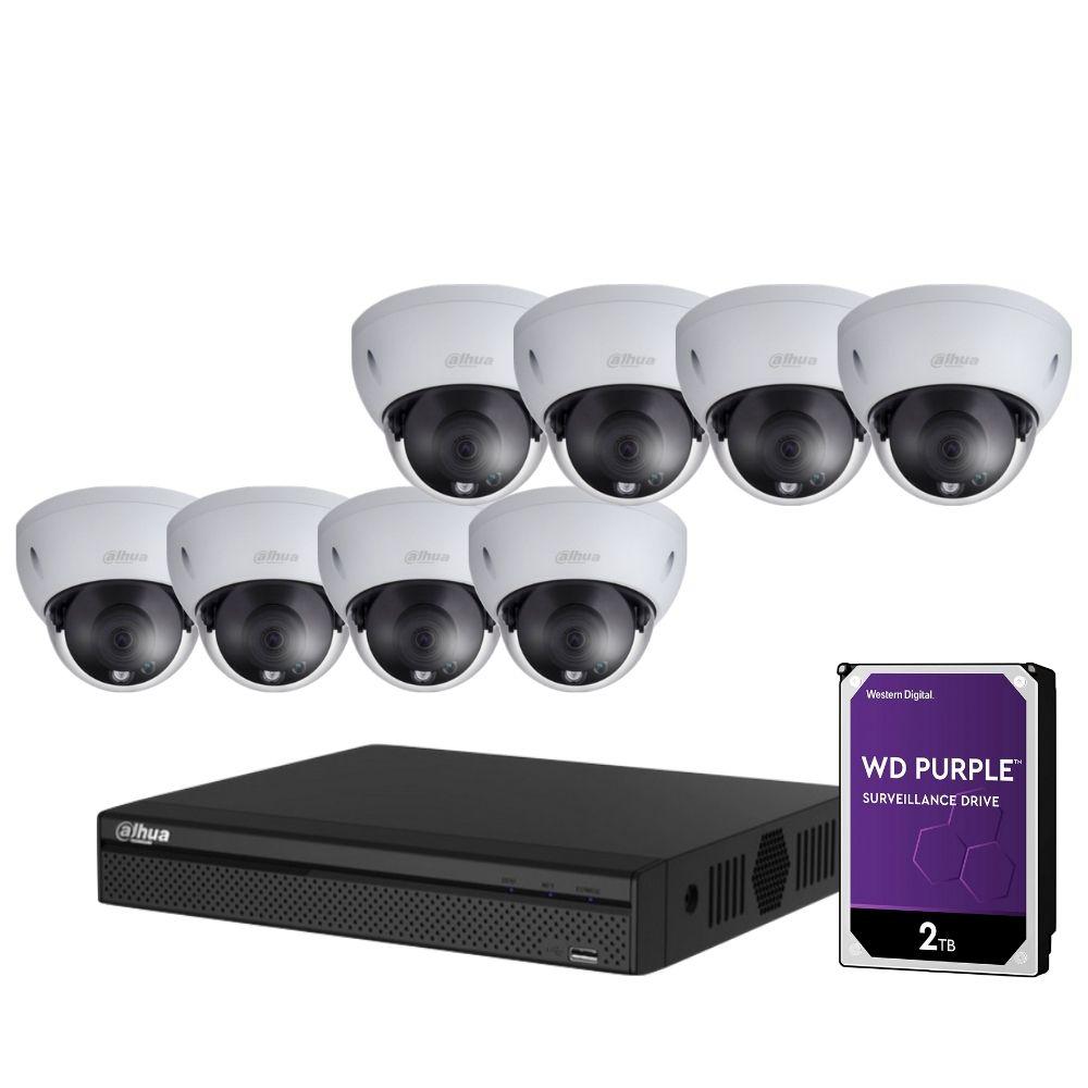 Dahua 8 Channel Security System: 8MP NVR, 8 x 8MP (4K) Dome Cameras, 2TB HDD