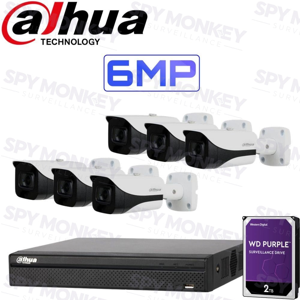 Dahua 8 Channel Security Kit: 8MP(4K Ultra HD) NVR, 6 X 6MP Bullet Cameras, 2TB HDD