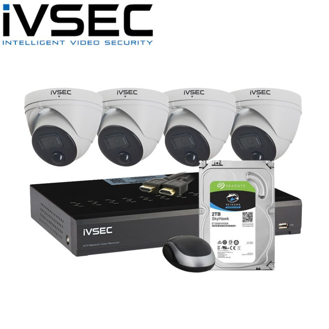 IVSEC 8 Channel Security Kits: 8MP NVR, 4 X 8MP Turret, 2TB HDD - IVK-50E