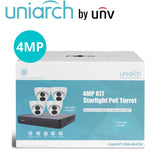 Uniarch 4CH Kit With 4 X 4MP Starlight Turret (in A Kit Box) - KIT-UNA-4041W