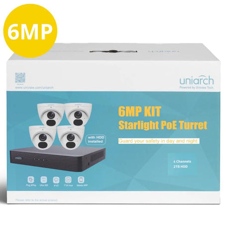 Uniarch 4CH Kit With 4 X 6MP Starlight Turret (in A Kit Box) - KIT-UNA-4062W