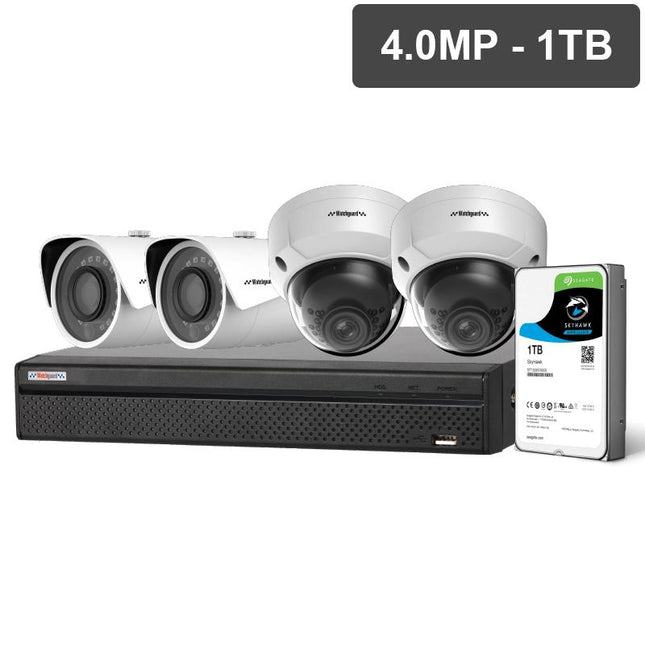 Watchguard Compact 4 Channel Security Kit: 8MP NVR, 2 X 4MP Mini Bullets, 2 X 4 Mini Domes , 1TB HDD