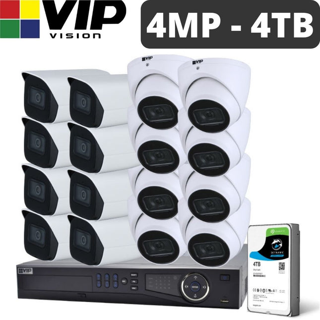 VIP Vision 16-Channel Security Kit: 12MP NVR, 16 X 4MP Fixed Bullet/Turret, Professional Series - NVRKIT-P1644F