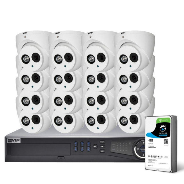 VIP Vision Pro 16 Channel Security Kit: 12MP NVR, 16 X 4MP Turret Cameras, 4TB HDD