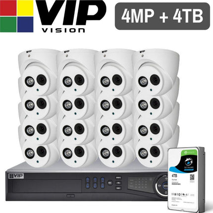 VIP Vision Pro 16 Channel Security Kit: 12MP NVR, 16 X 4MP Turret Cameras, 4TB HDD