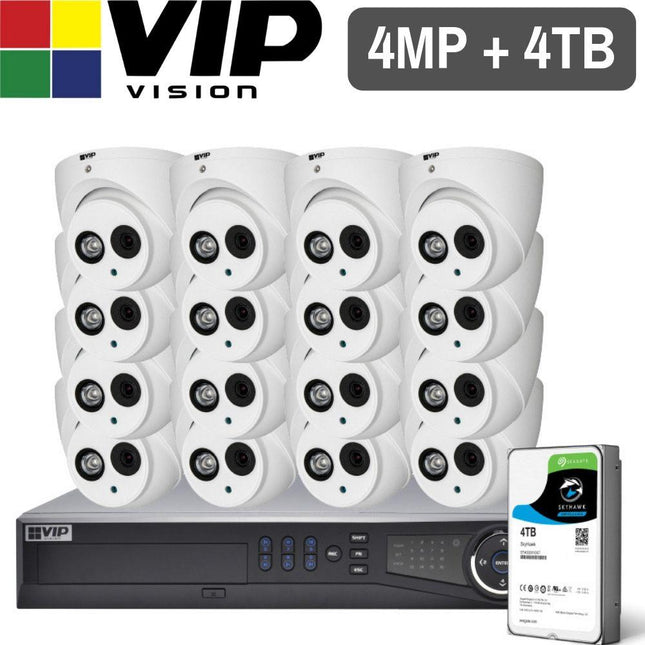 VIP Vision Pro 16 Channel Security Kit: 12MP NVR, 16 X 4MP Turret Cameras, 4TB HDD