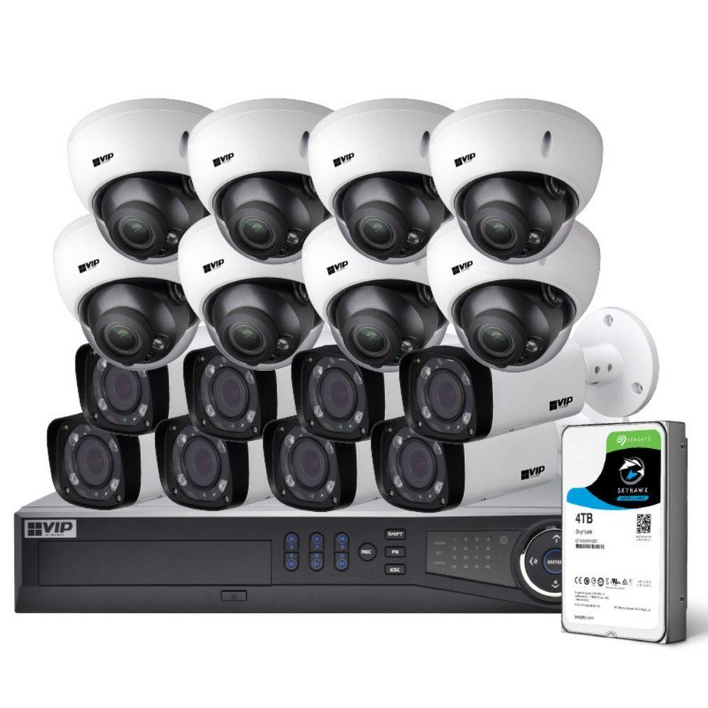 VIP Vision Pro 16 Channel Security Kit: 12MP NVR, 8 X 4MP VF Bullet, 8 X 4MP VF Dome, 4TB HDD
