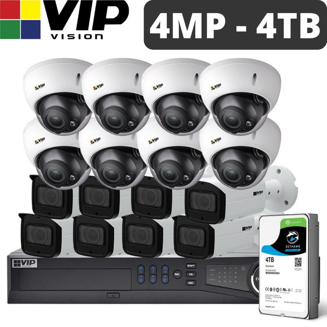 VIP Vision 16-Channel Security Kit: 12MP NVR, 16 X 4MP Motorised Dome/Bullet, Professional Series - NVRKIT-P1644M