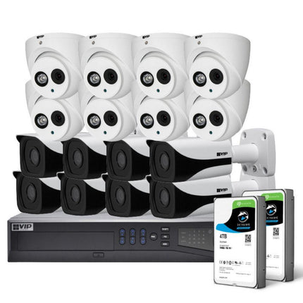 VIP Vision Pro 16 Channel Security Kit: 12MP NVR, 8 X 8MP Bullet, 8 X 8MP Dome, 8TB HDD