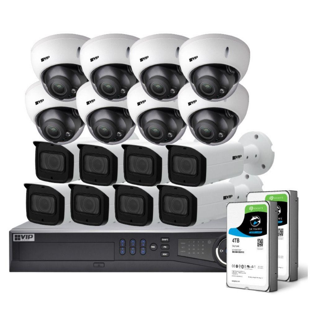 VIP Vision Pro 16 Channel Security Kit: 12MP NVR, 8 X 8MP VF Bullet, 8 X 8MP VF Dome, 8TB HDD