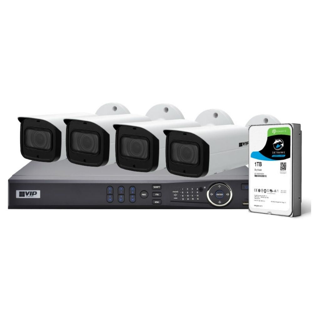 VIP Vision 4-Channel Security Kit: 8MP NVR, 4 X 2MP Fixed Bullet, Professional Series - NVRKIT-P421F