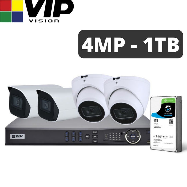 VIP Vision 4-Channel Security Kit: 8MP NVR, 4 X 4MP Fixed Bullet/Turret, Professional Series - NVRKIT-P441F
