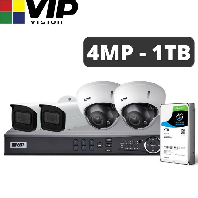 VIP Vision 4-Channel Security Kit: 8MP NVR, 4 X 4MP Motorised Dome/Bullet, Professional Series - NVRKIT-P441M