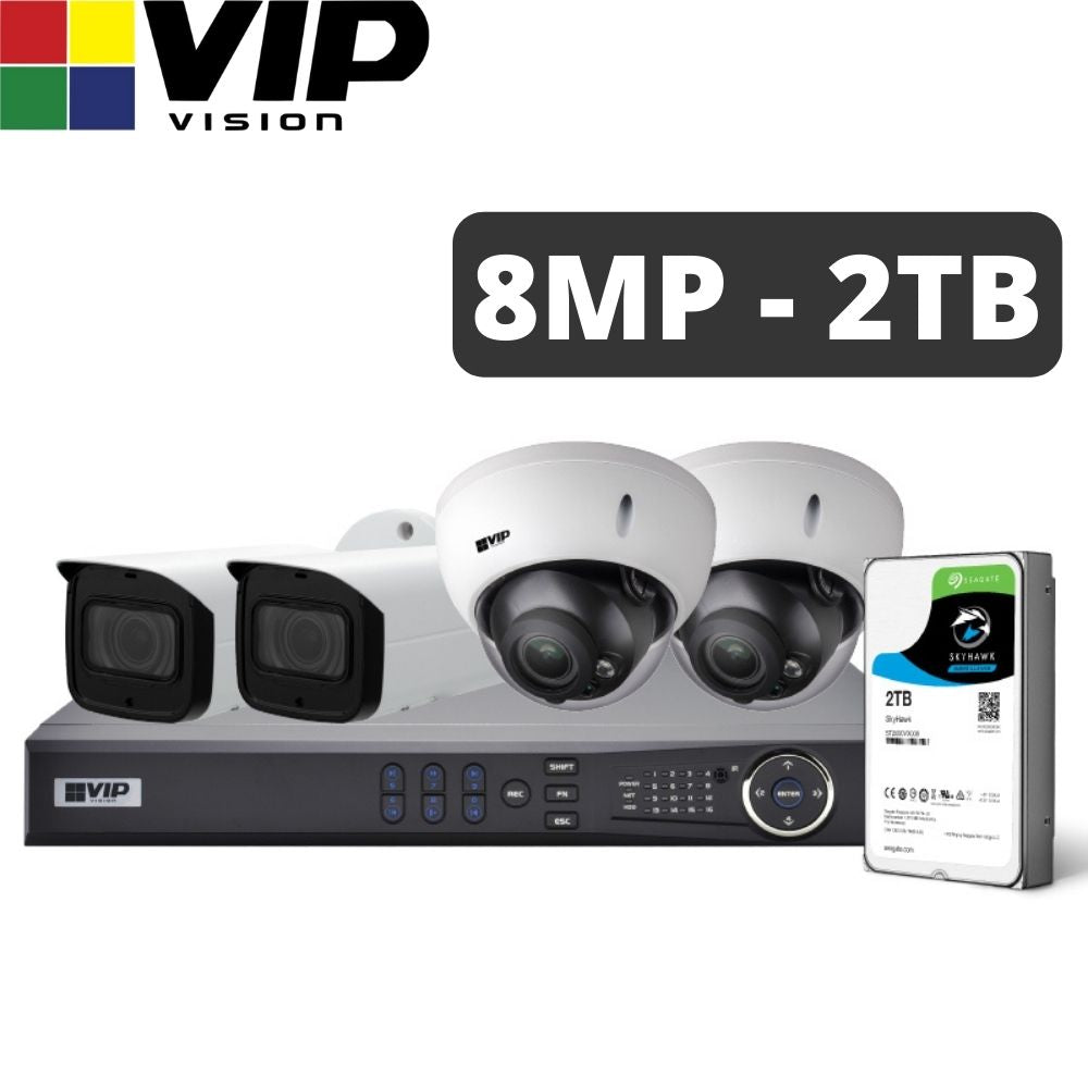 VIP Vision 4-Channel Security Kit: 8MP NVR, 4 X 8MP Motorised Dome/Bullet, Professional Series - NVRKIT-P482M
