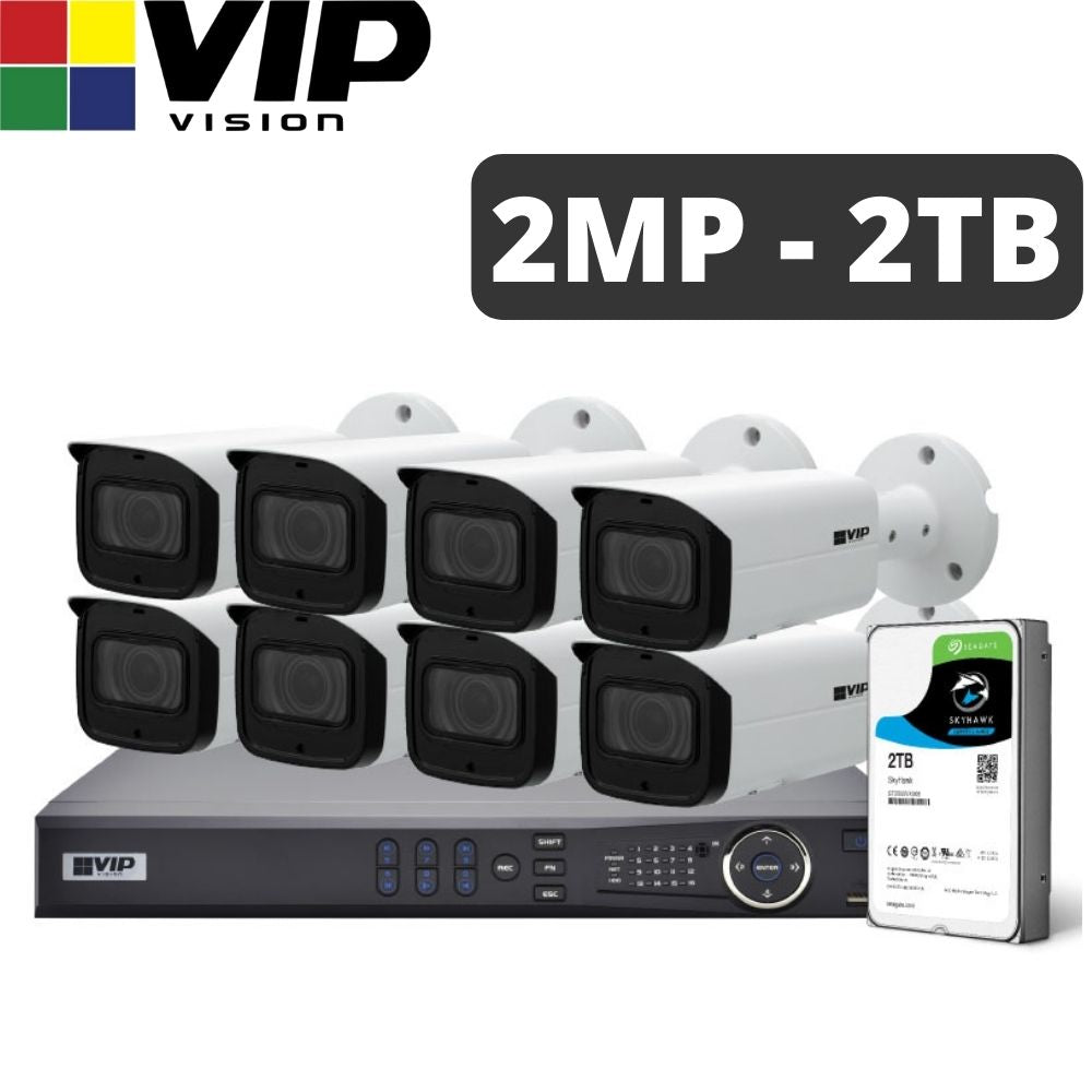 VIP Vision 8-Channel Security Kit: 12MP NVR, 8 X 2MP Fixed Bullet, Professional Series - NVRKIT-P822F