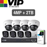 VIP Vision Pro 8 Channel Security Kit: 12MP NVR, 4 X 4MP VF Bullet, 4 X 4MP VF Dome, 2TB HDD