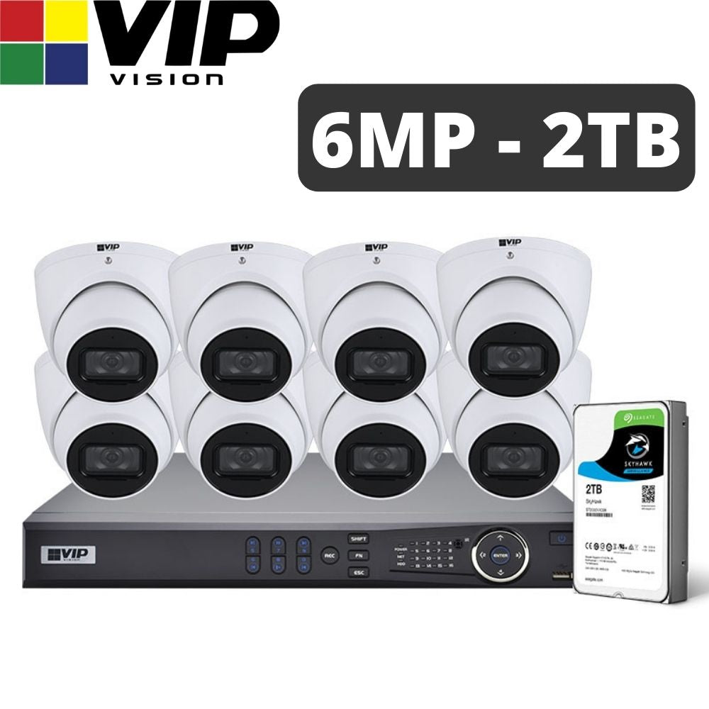 VIP Vision 8-Channel Security Kit: 12MP NVR, 8 X 6MP Fixed Turret, Professional Series - NVRKIT-P862F