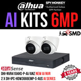 Dahua 2023 Full AI Security System: 2x 6MP Turret 3X66 Cams, 4CH 16MP WizSense NVR