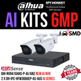 Dahua 2023 Full AI Security System: 2x 6MP Bullet 3X66 Cams, 4CH 16MP WizSense NVR