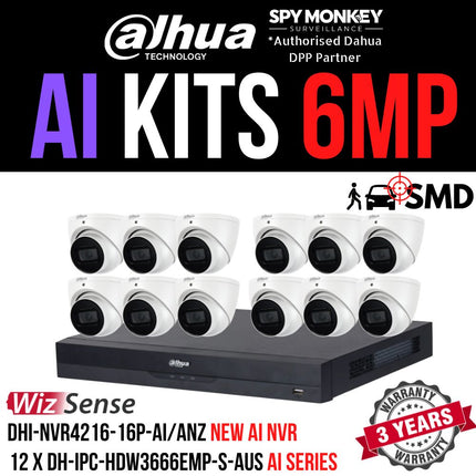 Dahua CCTV Kit: 12x HDW3666EMP-S-AUS, SMD 4.0, Starlight, IR 50m