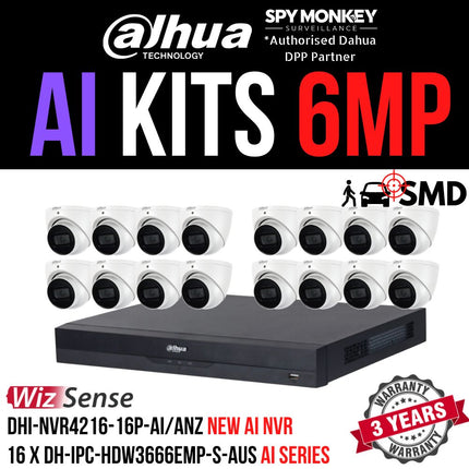 Dahua CCTV Kit: 16x HDW3666EMP-S-AUS, SMD 4.0, Starlight, IR 50m