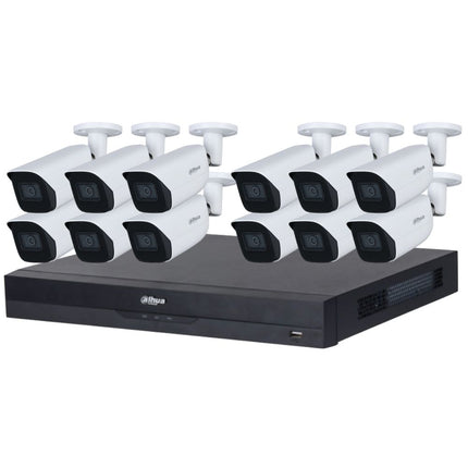 Dahua 2023 Full AI Security System: 12x 6MP Bullet 3X66 Cams, 16CH 16MP WizSense NVR