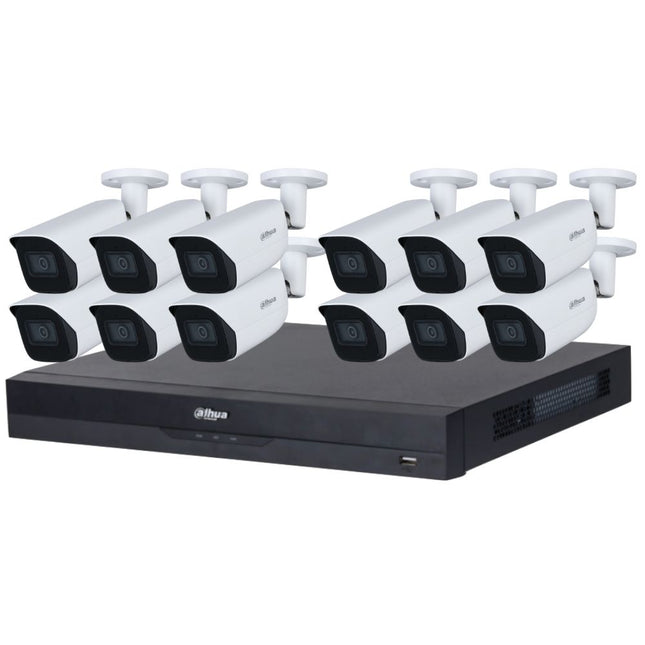 Dahua 2023 Full AI Security System: 12x 6MP Bullet 3X66 Cams, 16CH 16MP WizSense NVR