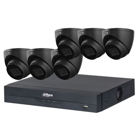 Dahua 2023 Full AI Security System: 6x 6MP Black Turret 3X66 Cams, 8CH 16MP WizSense NVR