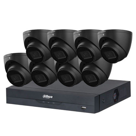 Dahua 2023 Full AI Security System: 8x 6MP Black Turret 3X66 Cams, 8CH 16MP WizSense NVR