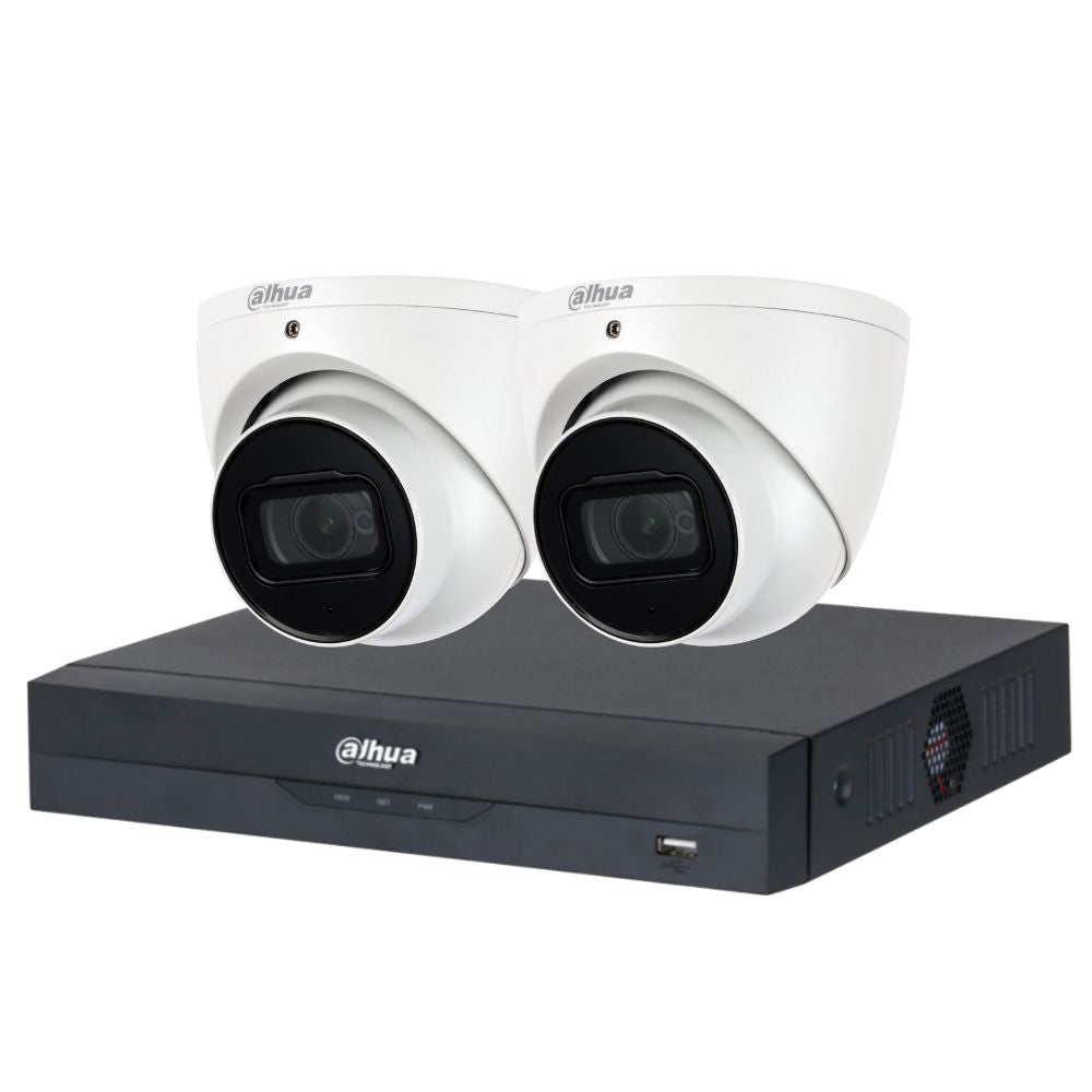 Dahua 2023 Full AI Security System: 2x 8MP Turret 3X66 Cams, 4CH 16MP WizSense NVR