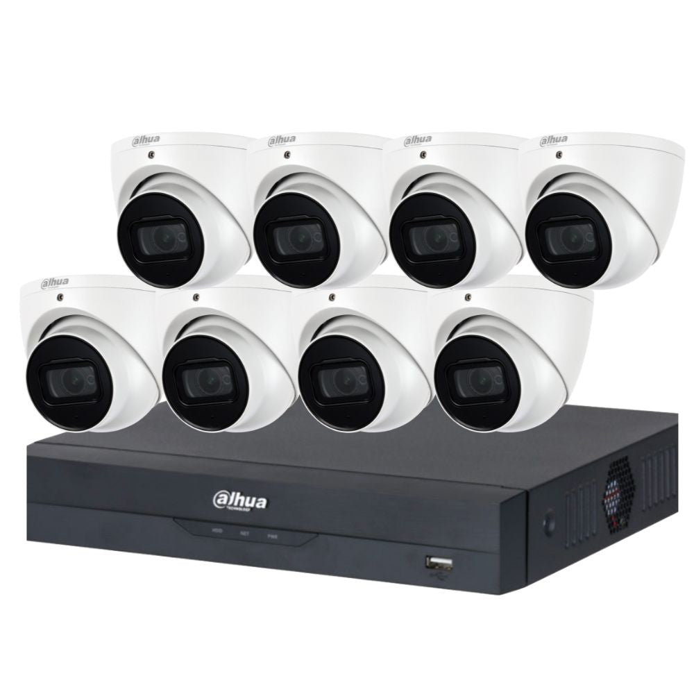 Dahua 2023 Full AI Security System: 8x 8MP Turret 3X66 Cams, 8CH 16MP WizSense NVR