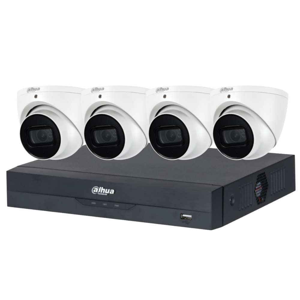 Dahua 2023 Full AI Security System: 4x 6MP Turret 3X66 Cams, 4CH 16MP WizSense NVR