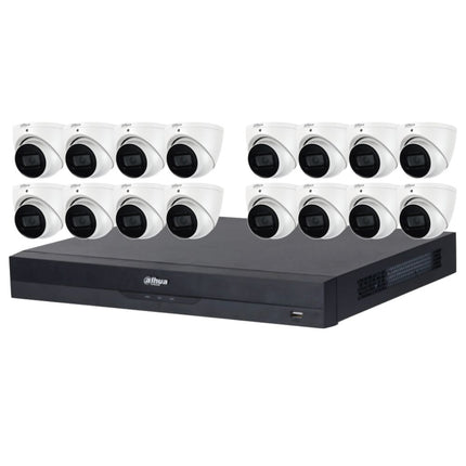 Dahua 2023 Full AI Security System: 16x 8MP Turret 3X66 Cams, 16CH 16MP WizSense NVR