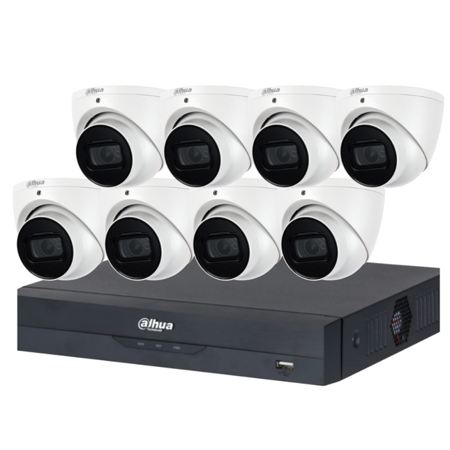 Dahua 2023 Full AI Security System: 8x 6MP Turret 3X66 Cams, 8CH 16MP WizSense NVR