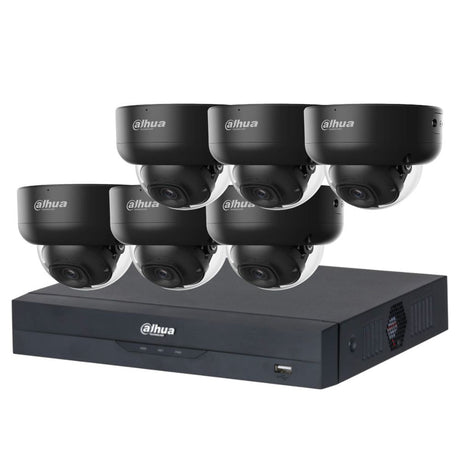 Dahua 2023 Full AI Security System: 6x 8MP Black Dome 3X66 Cams, 8CH 16MP WizSense NVR
