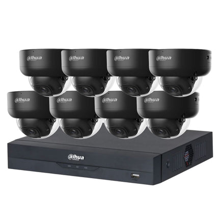 Dahua 2023 Full AI Security System: 8x 8MP Black Dome 3X66 Cams, 8CH 16MP WizSense NVR